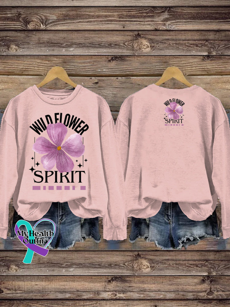 Wildflower Spirit Print Casual Sweatshirt Pink / S