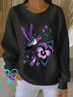 Woman’s Alzheimer Awareness Art Vintage Print Casual Sweatshirt Black / S