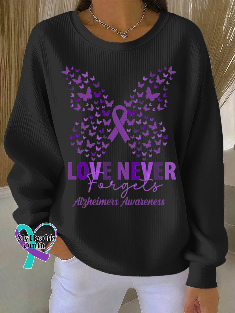 Woman’s Alzheimer Awareness Art Vintage Print Casual Sweatshirt Black / S