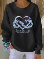 Woman’s Alzheimer Awareness Art Vintage Print Casual Sweatshirt Black / S