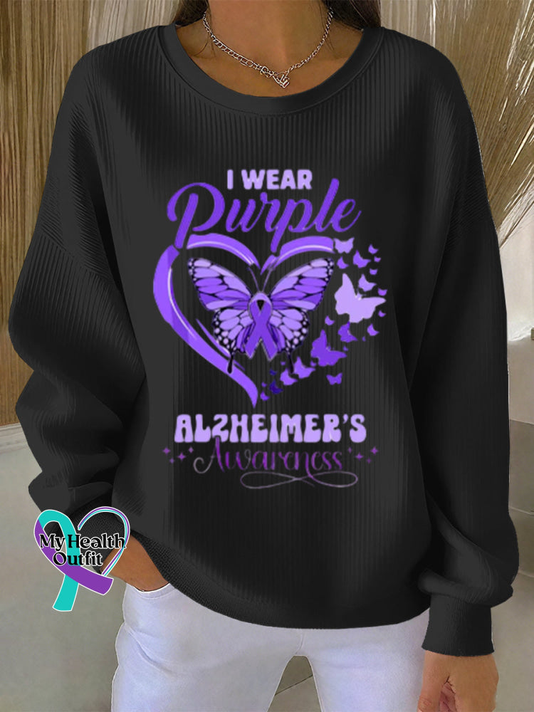 Woman’s Alzheimer Awareness Art Vintage Print Casual Sweatshirt Black / S