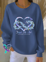 Woman’s Alzheimer Awareness Art Vintage Print Casual Sweatshirt Blue / S