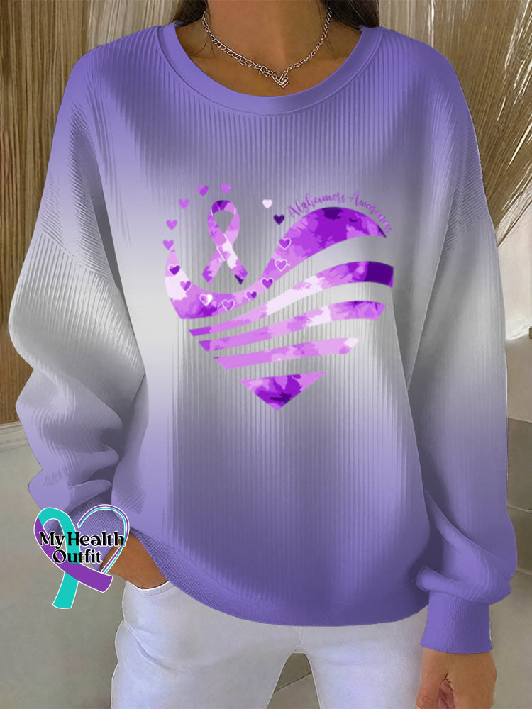 Woman’s Alzheimer Awareness Art Vintage Print Casual Sweatshirt Gradient / S