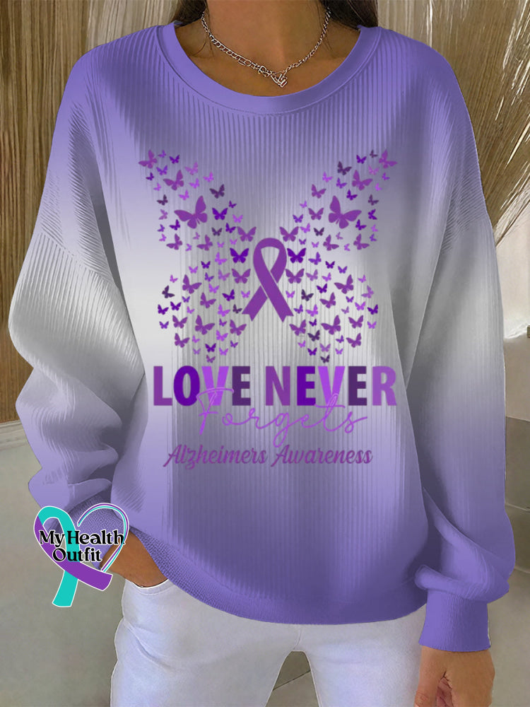 Woman’s Alzheimer Awareness Art Vintage Print Casual Sweatshirt Gradient / S