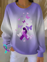 Woman’s Alzheimer Awareness Art Vintage Print Casual Sweatshirt Gradient / S