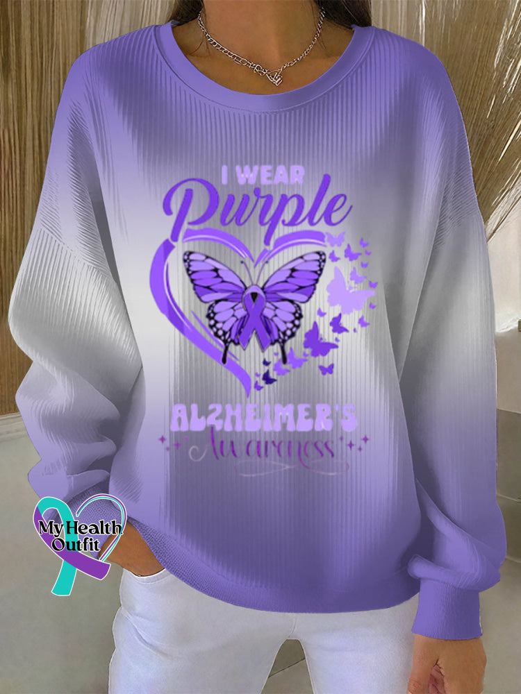 Woman’s Alzheimer Awareness Art Vintage Print Casual Sweatshirt Gradient / S