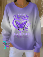 Woman’s Alzheimer Awareness Art Vintage Print Casual Sweatshirt Gradient / S