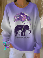 Woman’s Alzheimer Awareness Art Vintage Print Casual Sweatshirt Gradient / S