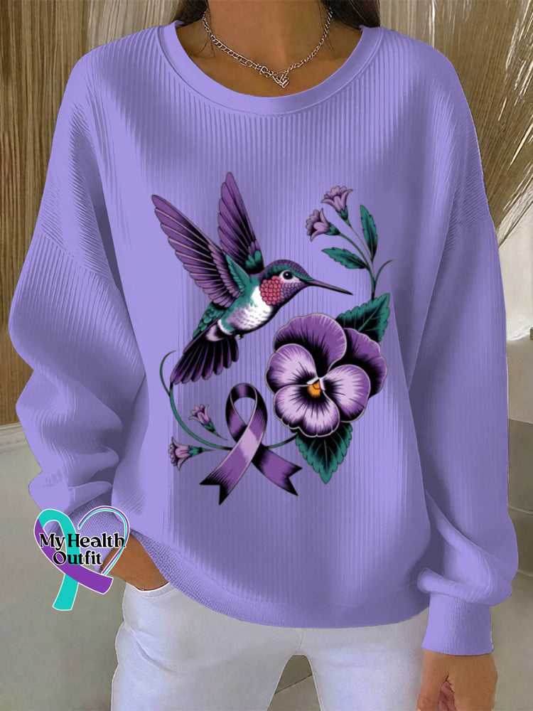 Woman’s Alzheimer Awareness Art Vintage Print Casual Sweatshirt LightPurple / S