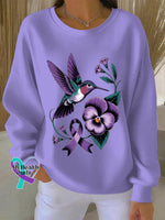 Woman’s Alzheimer Awareness Art Vintage Print Casual Sweatshirt LightPurple / S