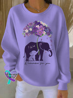 Woman’s Alzheimer Awareness Art Vintage Print Casual Sweatshirt LightPurple / S