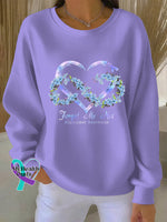Woman’s Alzheimer Awareness Art Vintage Print Casual Sweatshirt LightPurple / S