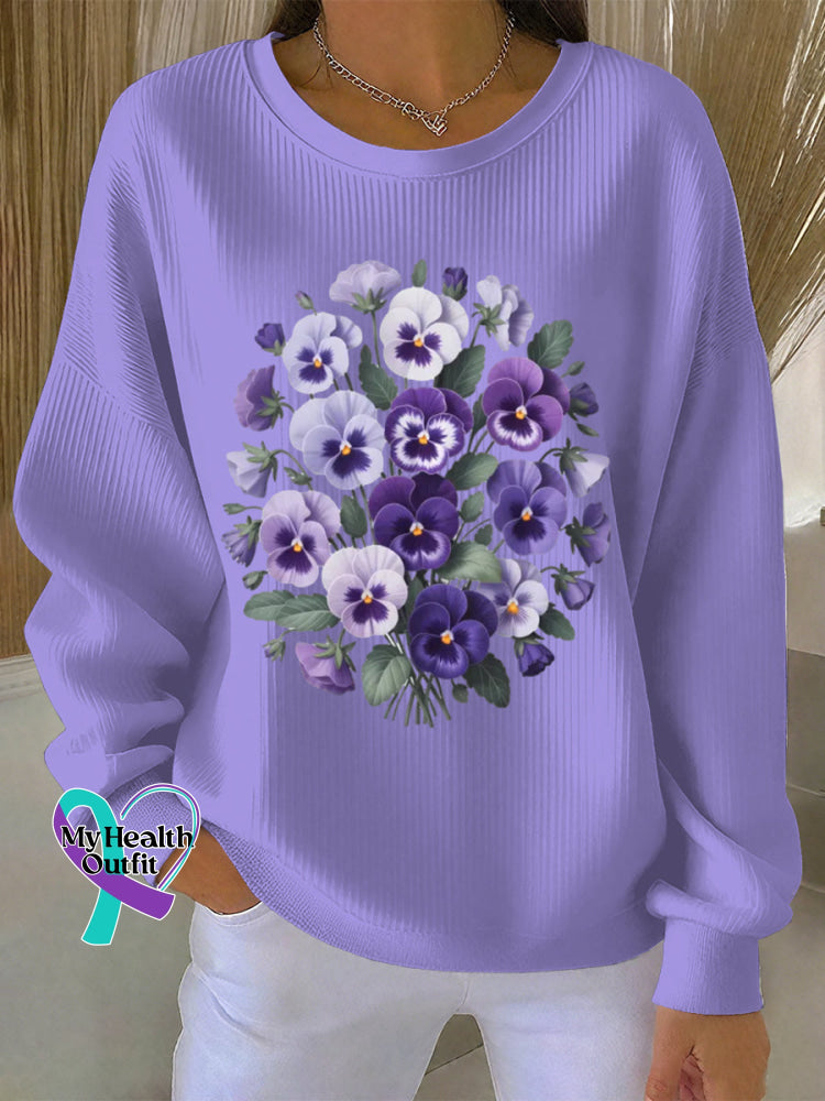 Woman’s Alzheimer Awareness Art Vintage Print Casual Sweatshirt LightPurple / S