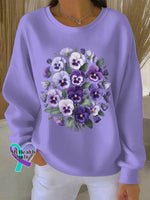 Woman’s Alzheimer Awareness Art Vintage Print Casual Sweatshirt LightPurple / S