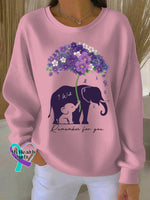 Woman’s Alzheimer Awareness Art Vintage Print Casual Sweatshirt Pink / S