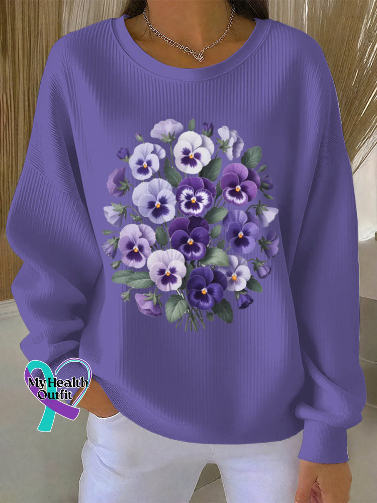 Woman’s Alzheimer Awareness Art Vintage Print Casual Sweatshirt Purple / S