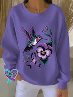 Woman’s Alzheimer Awareness Art Vintage Print Casual Sweatshirt Purple / S