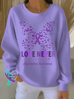 Woman’s Alzheimer Awareness Art Vintage Print Casual Sweatshirt Purple / S