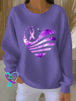 Woman’s Alzheimer Awareness Art Vintage Print Casual Sweatshirt Purple / S