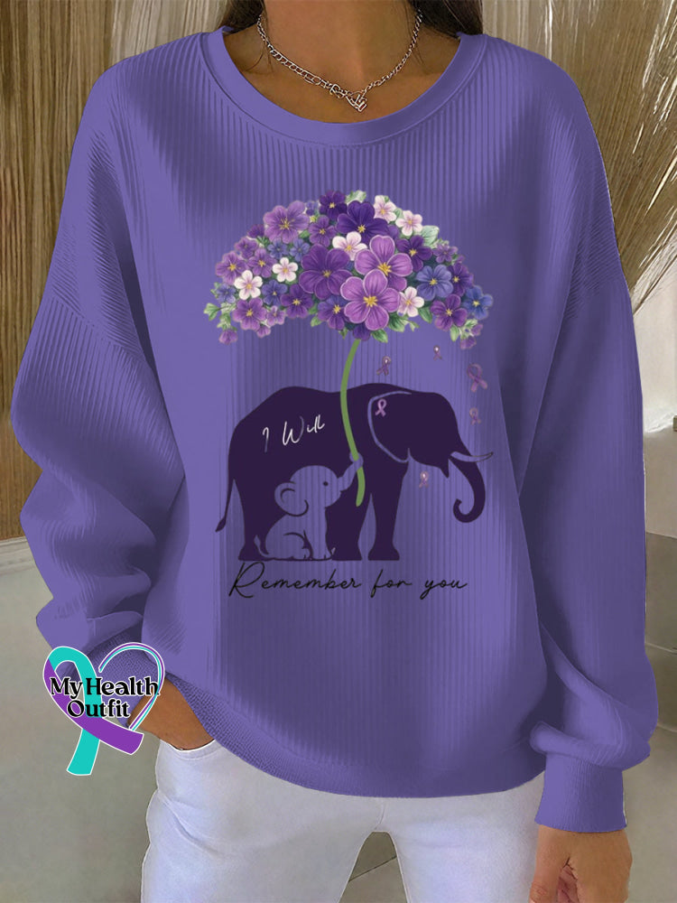 Woman’s Alzheimer Awareness Art Vintage Print Casual Sweatshirt Purple / S
