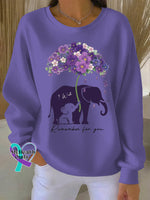 Woman’s Alzheimer Awareness Art Vintage Print Casual Sweatshirt Purple / S