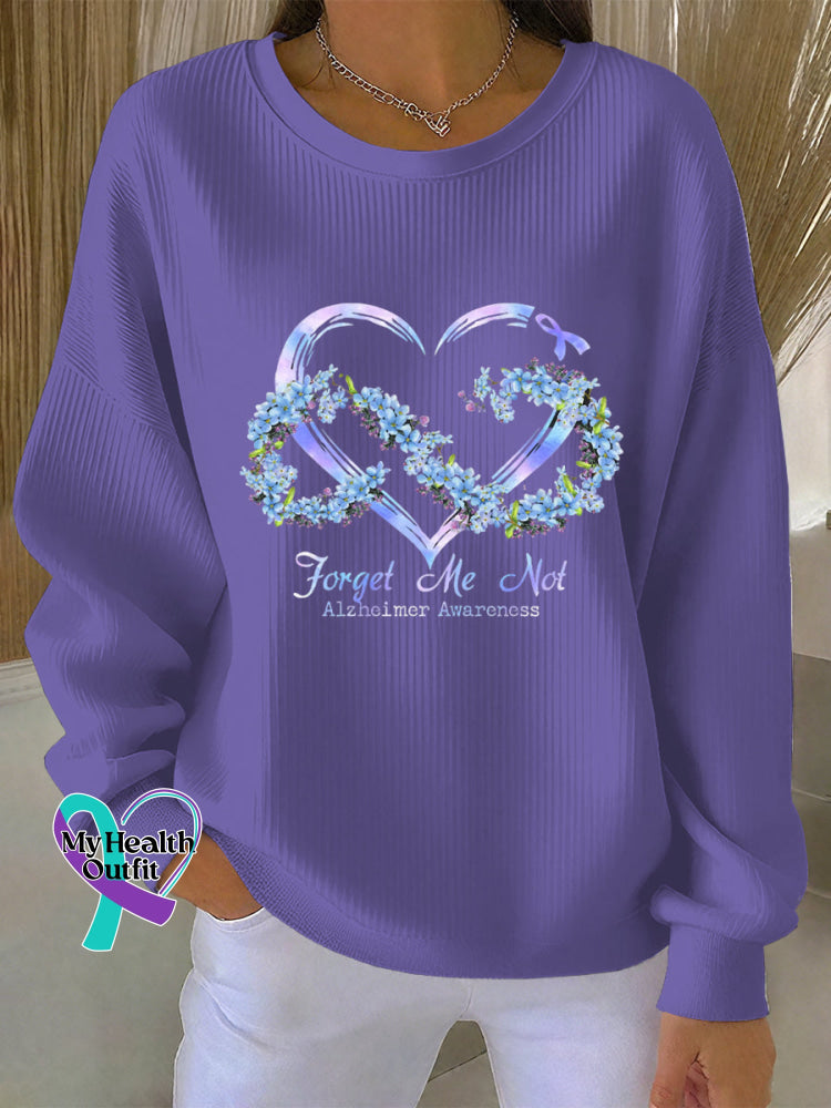 Woman’s Alzheimer Awareness Art Vintage Print Casual Sweatshirt Purple / S