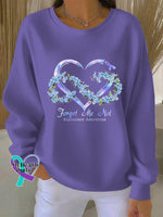 Woman’s Alzheimer Awareness Art Vintage Print Casual Sweatshirt Purple / S