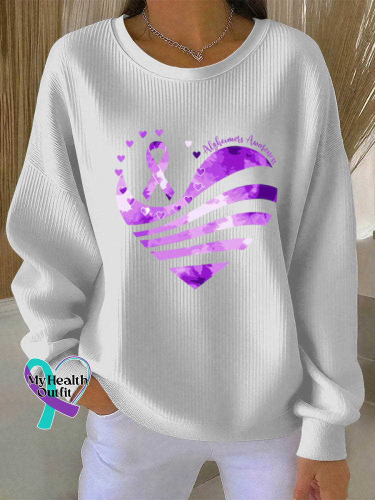 Woman’s Alzheimer Awareness Art Vintage Print Casual Sweatshirt White / S