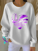 Woman’s Alzheimer Awareness Art Vintage Print Casual Sweatshirt White / S