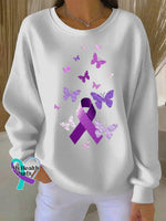 Woman’s Alzheimer Awareness Art Vintage Print Casual Sweatshirt White / S