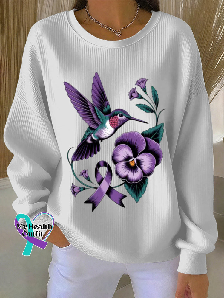 Woman’s Alzheimer Awareness Art Vintage Print Casual Sweatshirt White / S
