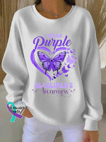 Woman’s Alzheimer Awareness Art Vintage Print Casual Sweatshirt White / S