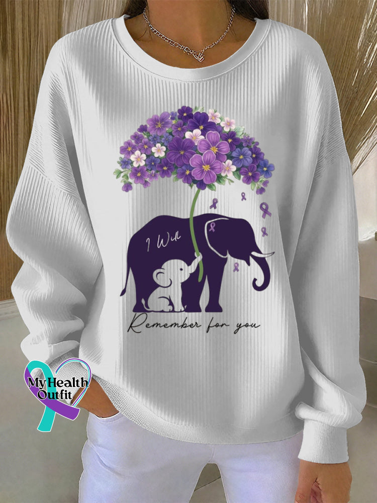 Woman’s Alzheimer Awareness Art Vintage Print Casual Sweatshirt White / S