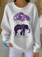 Woman’s Alzheimer Awareness Art Vintage Print Casual Sweatshirt White / S