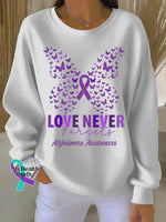 Woman’s Alzheimer Awareness Art Vintage Print Casual Sweatshirt White / S