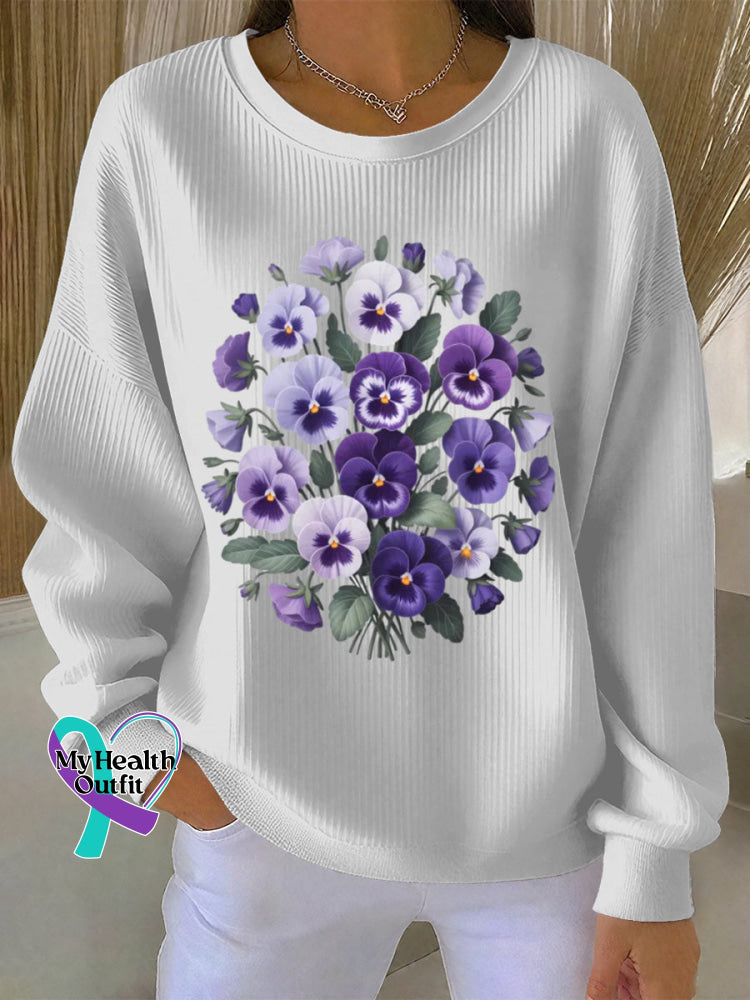 Woman’s Alzheimer Awareness Art Vintage Print Casual Sweatshirt White / S