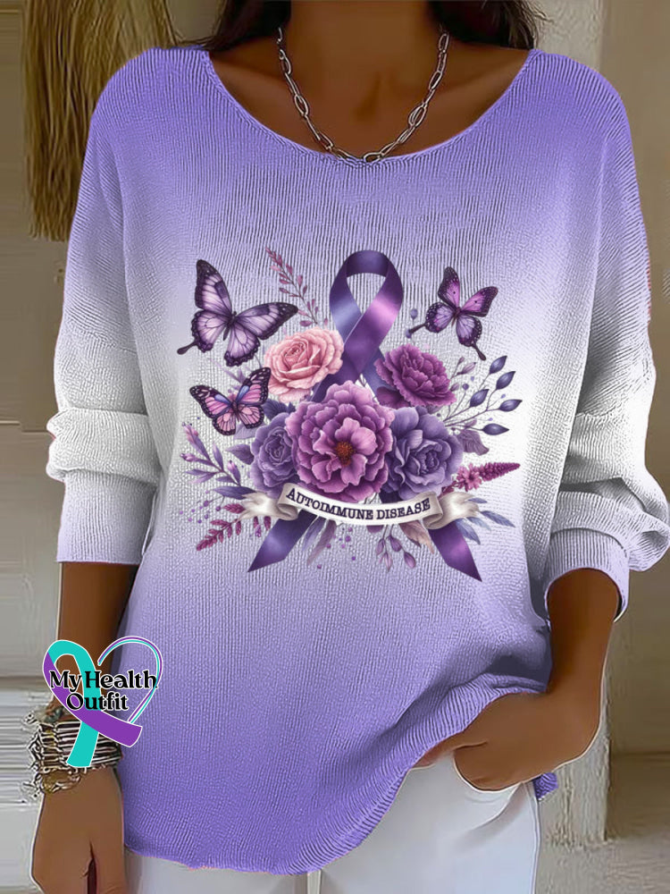 Woman’s Alzheimer Awareness Vintage Casual Pullover Sweater Gradient / S