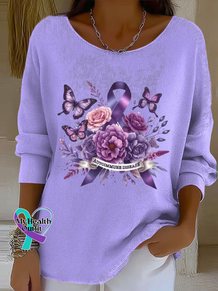 Woman’s Alzheimer Awareness Vintage Casual Pullover Sweater LightPurple / S