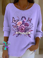 Woman’s Alzheimer Awareness Vintage Casual Pullover Sweater LightPurple / S