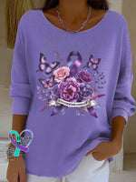 Woman’s Alzheimer Awareness Vintage Casual Pullover Sweater Purple / S
