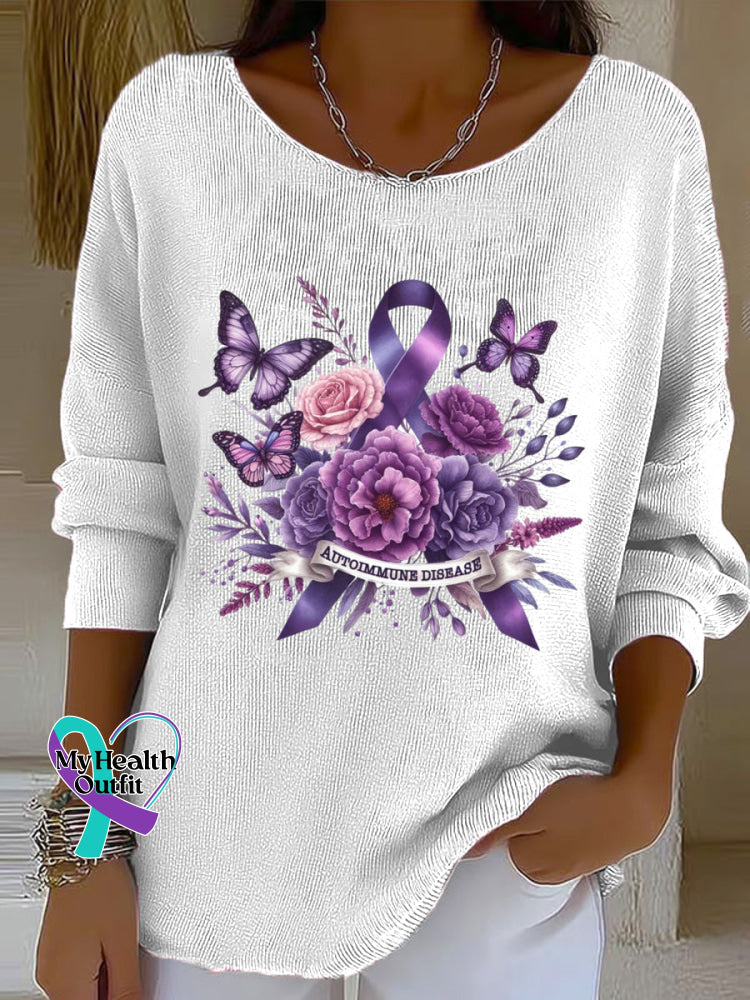 Woman’s Alzheimer Awareness Vintage Casual Pullover Sweater White / S