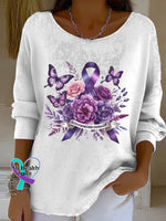 Woman’s Alzheimer Awareness Vintage Casual Pullover Sweater White / S