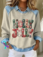 Woman’s Christmas Vintage Print Casual Sweatshirt Apricot / S