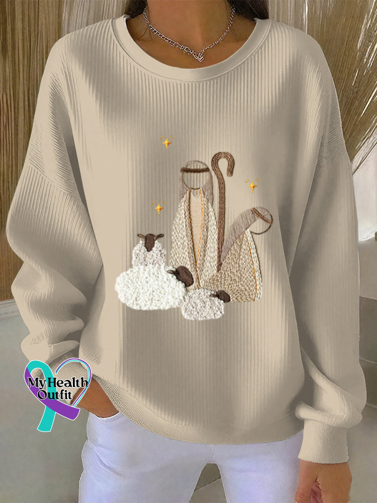 Woman’s Faith Art Vintage Print Casual Sweatshirt Apricot / S