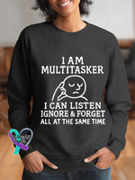 Woman’s I Am Multitasker Art Vintage Print Casual Sweatshirt Black / S