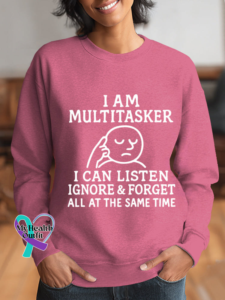 Woman’s I Am Multitasker Art Vintage Print Casual Sweatshirt Pink / S