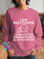 Woman’s I Am Multitasker Art Vintage Print Casual Sweatshirt Pink / S