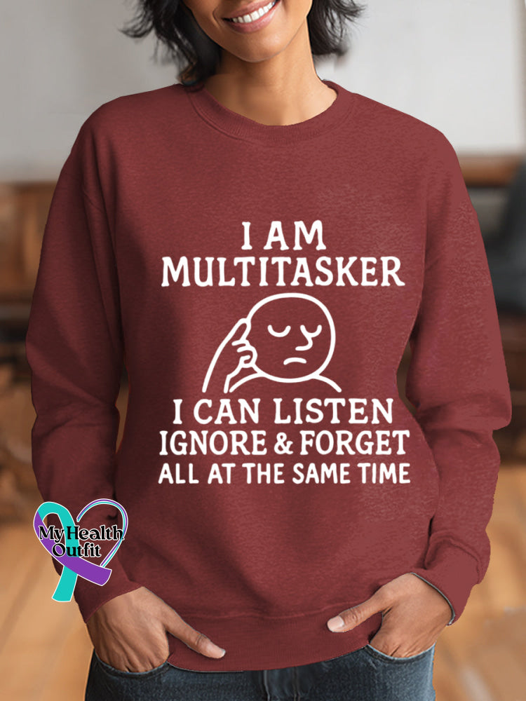 Woman’s I Am Multitasker Art Vintage Print Casual Sweatshirt Red / S