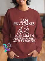 Woman’s I Am Multitasker Art Vintage Print Casual Sweatshirt Red / S