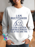 Woman’s I Am Multitasker Art Vintage Print Casual Sweatshirt White / S